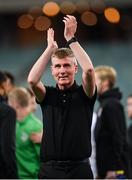 9 October 2021; Republic of Ireland manager Stephen Kenny after his side's victory in the FIFA World Cup 2022 qualifying group A match between Azerbaijan and Republic of Ireland at the Olympic Stadium in Baku, Azerbaijan. Photo by Stephen McCarthy/Sportsfile