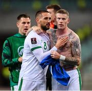 9 October 2021; Conor Hourihane, left, and James McClean of Republic of Ireland after the FIFA World Cup 2022 qualifying group A match between Azerbaijan and Republic of Ireland at the Olympic Stadium in Baku, Azerbaijan. Photo by Stephen McCarthy/Sportsfile