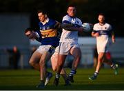 9 October 2021; Andrew Gilroy of St Vincent's in action against Luke Swan of Castleknock during the Go Ahead Dublin County Senior Club Football Championship Group 2 match between Castleknock and St Vincent's at Naul in Dublin. Photo by David Fitzgerald/Sportsfile