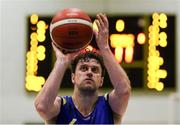 9 October 2021; Eoin Darling of DCU St. Vincent's during the InsureMyVan.ie Men's Super League North Conference match between DCU St Vincent's and Griffith College Templeogue at DCU Sports Complex in Dublin. Photo by Daniel Tutty/Sportsfile