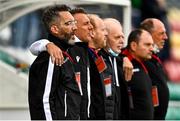 8 October 2021; Luxembourg manager Manuel Cardoni with his coaching staff ahead of the UEFA European U21 Championship Qualifier match between Republic of Ireland and Luxembourg at Tallaght Stadium in Dublin.  Photo by Eóin Noonan/Sportsfile