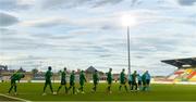 8 October 2021; Republic of Ireland players take to the pitch before the UEFA European U21 Championship Qualifier match between Republic of Ireland and Luxembourg at Tallaght Stadium in Dublin.  Photo by Eóin Noonan/Sportsfile