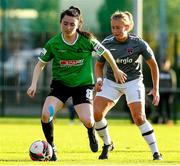 9 October 2021; Sadhbh Doyle of Peamount United in action against Nicola Sinnott of Wexford Youths during EVOKE.ie FAI Women's Cup Semi-Final match between Peamount United and Wexford Youths at PRL Park in Greenogue, Dublin. Photo by Matt Browne/Sportsfile