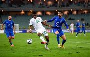 9 October 2021; Chiedozie Ogbene of Republic of Ireland in action against Araz Abdullayev of Azerbaijan during the FIFA World Cup 2022 qualifying group A match between Azerbaijan and Republic of Ireland at the Olympic Stadium in Baku, Azerbaijan. Photo by Stephen McCarthy/Sportsfile