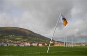 10 October 2021; A flag flies before the Antrim County Senior Club Hurling Championship Final match between Dunloy and O'Donovan Rossa at Corrigan Park in Belfast. Photo by Ramsey Cardy/Sportsfile