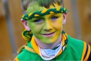 10 October 2021; Dunloy supporter Iarfhlaith O'Kane, age 9, before the Antrim County Senior Club Hurling Championship Final match between Dunloy and O'Donovan Rossa at Corrigan Park in Belfast. Photo by Ramsey Cardy/Sportsfile