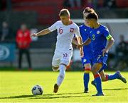 10 October 2021; Oliwier Wojciechowski of Poland in action against Gerard Sanchez Navarro of Andorra during the UEFA U17 Championship Qualifying Round Group 5 match between Poland and Andorra at The Mardyke in Cork. Photo by Eóin Noonan/Sportsfile