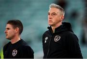 9 October 2021; Republic of Ireland goalkeeping coach Dean Kiely, right, and coach Anthony Barry during the FIFA World Cup 2022 qualifying group A match between Azerbaijan and Republic of Ireland at the Olympic Stadium in Baku, Azerbaijan. Photo by Stephen McCarthy/Sportsfile