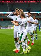 9 October 2021; Callum Robinson of Republic of Ireland celebrates with team-mates after scoring their side's first goal during the FIFA World Cup 2022 qualifying group A match between Azerbaijan and Republic of Ireland at the Olympic Stadium in Baku, Azerbaijan. Photo by Stephen McCarthy/Sportsfile