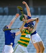 10 October 2021; Conor McCrickard, right, and Jack Cahalane of St Finbarr's contest a dropping ball with Gary Norberg of Blackrock during the Cork County Senior Club Hurling Championship Round 3 match between Blackrock and St Finbarr's at Pairc Ui Chaoimh in Cork. Photo by Brendan Moran/Sportsfile