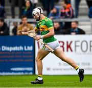 10 October 2021; Sean Elliott of Dunloy celebrates after scoring his side's first goal during the Antrim County Senior Club Hurling Championship Final match between Dunloy and O'Donovan Rossa at Corrigan Park in Belfast. Photo by Ramsey Cardy/Sportsfile