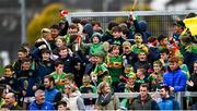 10 October 2021; Dunloy supporters celebrate their side's first goal during the Antrim County Senior Club Hurling Championship Final match between Dunloy and O'Donovan Rossa at Corrigan Park in Belfast. Photo by Ramsey Cardy/Sportsfile