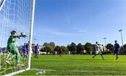 10 October 2021; Maksymilian Dziuba of Poland shoots to score his side's first goal during the UEFA U17 Championship Qualifying Round Group 5 match between Poland and Andorra at The Mardyke in Cork. Photo by Eóin Noonan/Sportsfile