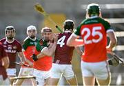 10 October 2021; Eoin Larkin of James Stephen's in action against Evan Carroll of Dicksboro during the Kilkenny County Senior Hurling Championship quarter-final match between James Stephen's and Dicksboro at UPMC Nowlan Park in Kilkenny. Photo by Piaras Ó Mídheach/Sportsfile