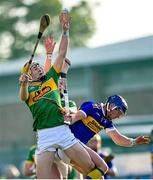 10 October 2021; Eoin McFerran of Dunloy in action against Déaglan Murphy of O'Donovan Rossa during the Antrim County Senior Club Hurling Championship Final match between Dunloy and O'Donovan Rossa at Corrigan Park in Belfast. Photo by Ramsey Cardy/Sportsfile