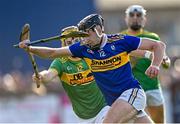 10 October 2021; Aodhán O'Brien of O'Donovan Rossa in action against Eoin McFerran of Dunloy during the Antrim County Senior Club Hurling Championship Final match between Dunloy and O'Donovan Rossa at Corrigan Park in Belfast. Photo by Ramsey Cardy/Sportsfile