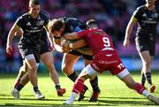 10 October 2021; Stephen Archer of Munster is tackled by Gareth Davies of Scarlets during the United Rugby Championship match between Scarlets and Munster at Parc Y Scarlets in Llanelli, Wales. Photo by Ben Evans/Sportsfile