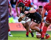 10 October 2021; Chris Cloete of Munster on his way to scoring his side's sixth try during the United Rugby Championship match between Scarlets and Munster at Parc Y Scarlets in Llanelli, Wales. Photo by Ben Evans/Sportsfile