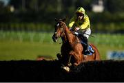 10 October 2021; Big Debates, with Jack Foley up, jumps the last on their way to winning the Follow Limerick Racecourse On Instagram Handicap Steeplechase at Limerick Racecourse in Patrickswell, Limerick. Photo by Seb Daly/Sportsfile