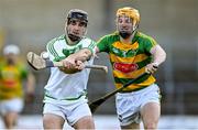 10 October 2021; Ronan Corcoran of Ballyhale Shamrocks in action against Seán Morrissey of Bennettsbridge during the Kilkenny County Senior Hurling Championship quarter-final match between Bennettsbridge and Ballyhale Shamrocks at UPMC Nowlan Park in Kilkenny. Photo by Piaras Ó Mídheach/Sportsfile