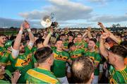 10 October 2021; Dunloy players celebrate after the Antrim County Senior Club Hurling Championship Final match between Dunloy and O'Donovan Rossa at Corrigan Park in Belfast. Photo by Ramsey Cardy/Sportsfile