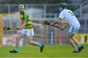 10 October 2021; Ciarán Brennan of Bennettsbridge in action against Gavin Butler of Ballyhale Shamrocks during the Kilkenny County Senior Hurling Championship quarter-final match between Bennettsbridge and Ballyhale Shamrocks at UPMC Nowlan Park in Kilkenny. Photo by Piaras Ó Mídheach/Sportsfile