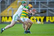 10 October 2021; Kevin Brennan of Bennettsbridge in action against Evan Shefflin of Ballyhale Shamrocks during the Kilkenny County Senior Hurling Championship quarter-final match between Bennettsbridge and Ballyhale Shamrocks at UPMC Nowlan Park in Kilkenny. Photo by Piaras Ó Mídheach/Sportsfile