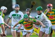 10 October 2021; Daragh Wafer of Bennettsbridge is tackled by Eoin Cody of Ballyhale Shamrocks during the Kilkenny County Senior Hurling Championship quarter-final match between Bennettsbridge and Ballyhale Shamrocks at UPMC Nowlan Park in Kilkenny. Photo by Piaras Ó Mídheach/Sportsfile