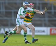 10 October 2021; TJ Reid of Ballyhale Shamrocks in action against Kevin Blanchfield of Bennettsbridge during the Kilkenny County Senior Hurling Championship quarter-final match between Bennettsbridge and Ballyhale Shamrocks at UPMC Nowlan Park in Kilkenny. Photo by Piaras Ó Mídheach/Sportsfile