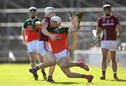 10 October 2021; Cian Kenny of James Stephen's is tackled by Timmy Clifford of Dicksboro during the Kilkenny County Senior Hurling Championship quarter-final match between James Stephen's and Dicksboro at UPMC Nowlan Park in Kilkenny. Photo by Piaras Ó Mídheach/Sportsfile