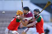 10 October 2021; Andy Gaffney of Dicksboro is tackled by Luke Murphy, left, and Diarmuid Cody of James Stephen's during the Kilkenny County Senior Hurling Championship quarter-final match between James Stephen's and Dicksboro at UPMC Nowlan Park in Kilkenny. Photo by Piaras Ó Mídheach/Sportsfile