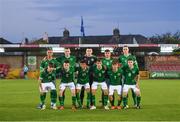 10 October 2021; Republic of Ireland team before the UEFA U17 Championship Qualifying Round Group 5 match between Republic of Ireland and North Macedonia at Turner's Cross in Cork. Photo by Eóin Noonan/Sportsfile