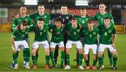 10 October 2021; Republic of Ireland team before the UEFA U17 Championship Qualifying Round Group 5 match between Republic of Ireland and North Macedonia at Turner's Cross in Cork. Photo by Eóin Noonan/Sportsfile