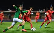 10 October 2021; Kevin Zefi of Republic of Ireland in action against Andrej Arizankoski of North Macedonia during the UEFA U17 Championship Qualifying Round Group 5 match between Republic of Ireland and North Macedonia at Turner's Cross in Cork. Photo by Eóin Noonan/Sportsfile