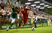 10 October 2021; Rocco Vata of Republic of Ireland in action against Martin Gjorgievski of North Macedonia during the UEFA U17 Championship Qualifying Round Group 5 match between Republic of Ireland and North Macedonia at Turner's Cross in Cork. Photo by Eóin Noonan/Sportsfile