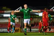 10 October 2021; Mark O'Mahony of Republic of Ireland celebrates after scoring his side's second goal during the UEFA U17 Championship Qualifying Round Group 5 match between Republic of Ireland and North Macedonia at Turner's Cross in Cork. Photo by Eóin Noonan/Sportsfile