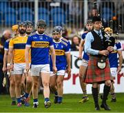 10 October 2021; O'Donovan Rossa captain Stephen Beatty leads his side in the pre-match parade before the Antrim County Senior Club Hurling Championship Final match between Dunloy and O'Donovan Rossa at Corrigan Park in Belfast. Photo by Ramsey Cardy/Sportsfile