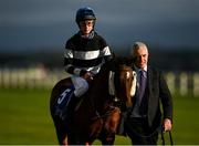 10 October 2021; Here Comes The Pain, with Patrick Verling Junior, aged 14, up, go to post before the Curragh Irish Pony Racing Association Derby at The Curragh Racecourse in Kildare. Photo by Harry Murphy/Sportsfile