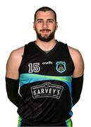 9 October 2021; Nikola Roso of Garvey's Tralee Warriors poses for a portrait before the InsureMyVan.ie Men's SuperLeague South Conference match between Garveys Tralee Warriors and Team 360 Financial Killorglin at Tralee Sports Complex in Tralee, Kerry. Photo by Brendan Moran/Sportsfile