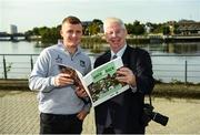 11 October 2021; Limerick hurler Peter Casey, left, with Sportsfile photographer Ray McManus in attendance at the launch of 'Back 2 Back' at Limerick City and County Council offices at Merchants Quay in Limerick. Photo by Diarmuid Greene/Sportsfile