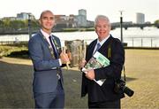 11 October 2021; Cllr Daniel Butler, Mayor of the City and County of Limerick, left, with Sportsfile photographer Ray McManus at the launch of 'Back 2 Back' at Limerick City and County Council offices at Merchants Quay in Limerick. Photo by Diarmuid Greene/Sportsfile