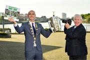 11 October 2021; Cllr Daniel Butler, Mayor of the City and County of Limerick, left, with Sportsfile photographer Ray McManus at the launch of 'Back 2 Back' at Limerick City and County Council offices at Merchants Quay in Limerick. Photo by Diarmuid Greene/Sportsfile