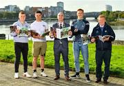 11 October 2021; Cllr Daniel Butler, Mayor of the City and County of Limerick, centre, with Limerick hurlers, from left, Peter Casey, Darragh O'Donovan and William O'Donoghue and Limerick county board treasurer Liam Bourke at the launch of 'Back 2 Back' at Limerick City and County Council offices at Merchants Quay in Limerick. Photo by Diarmuid Greene/Sportsfile