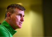 11 October 2021; Manager Stephen Kenny during a Republic of Ireland press conference at the FAI Headquarters in Abbotstown, Dublin. Photo by Stephen McCarthy/Sportsfile