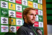 11 October 2021; Goalkeeper Caoimhin Kelleher during a Republic of Ireland press conference at the FAI Headquarters in Abbotstown, Dublin. Photo by Stephen McCarthy/Sportsfile