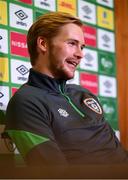 11 October 2021; Goalkeeper Caoimhin Kelleher during a Republic of Ireland press conference at the FAI Headquarters in Abbotstown, Dublin. Photo by Stephen McCarthy/Sportsfile