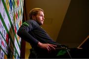 11 October 2021; Goalkeeper Caoimhin Kelleher during a Republic of Ireland press conference at the FAI Headquarters in Abbotstown, Dublin. Photo by Stephen McCarthy/Sportsfile