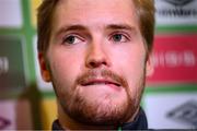 11 October 2021; Goalkeeper Caoimhin Kelleher during a Republic of Ireland press conference at the FAI Headquarters in Abbotstown, Dublin. Photo by Stephen McCarthy/Sportsfile