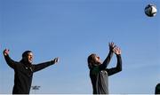 11 October 2021; Jeff Hendrick and Shane Duffy, left, during a Republic of Ireland training session at the FAI National Training Centre in Abbotstown, Dublin. Photo by Stephen McCarthy/Sportsfile