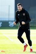 11 October 2021; Shane Duffy celebrates a score during a Republic of Ireland training session at the FAI National Training Centre in Abbotstown, Dublin. Photo by Stephen McCarthy/Sportsfile